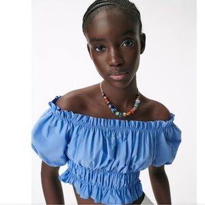 Zara Blue Poplin Top